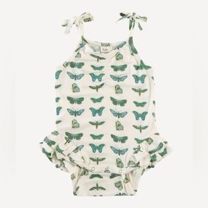 Kate Quinn SPAGHETTI TIE RUCHED DOUBLE RUFFLE TURQUOISE MOTH body suit